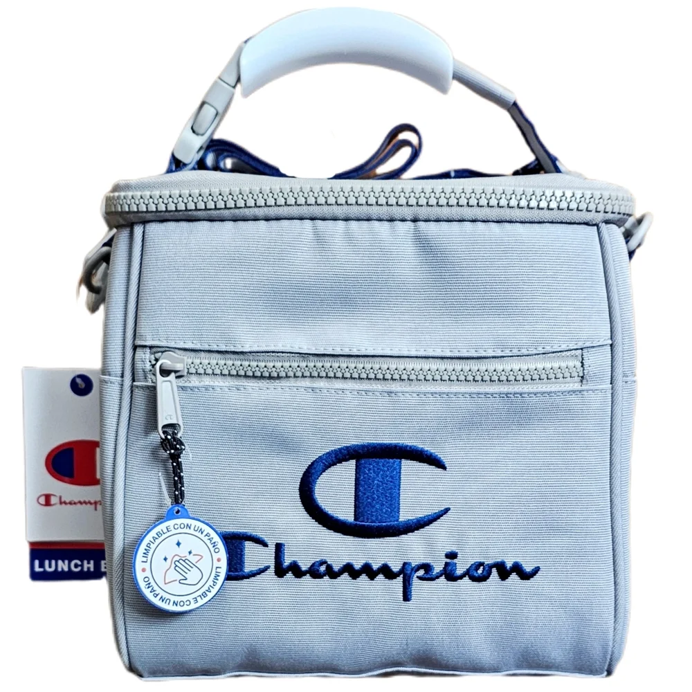 Champion Estate Insulated Lunch Box Cooler Messenger bag kit New gray Blue NWT